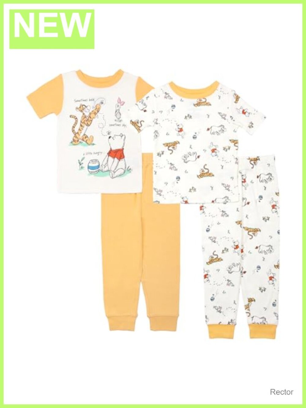 4-Piece Snug-fit Cotton Pajama Set Short Sleeve Tops and Pants